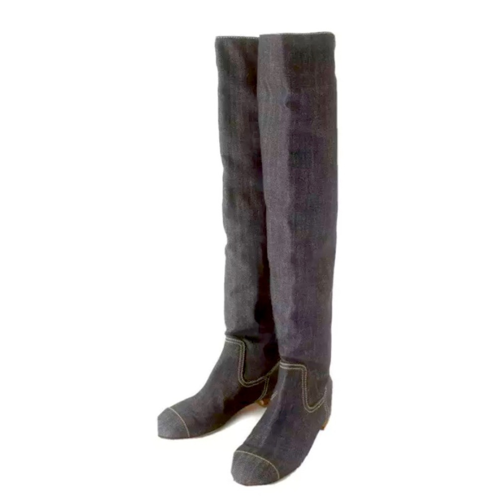 Chanel denim boots
